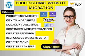 migrate transfer or move wix godaddy wordpress website to hostinger bluehost
