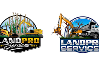 do lovely skid steer, excavator and truck logo in my style