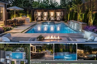 design beautiful outdoor spaces, gardens, backyards, and pools in 3d