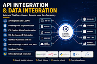 build API integrations, data pipelines, etl workflows
