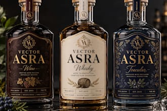 do label and logo for gin,wine, whiskey,beer,and tequila