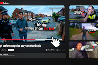 create a police bodycam, true crime thumbnail