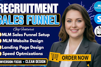 build mlm sales funnel, mlm recruitment landing page or website design