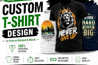 create custom t shirt design for print on demand, merch