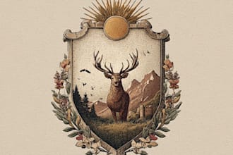 design vintage retro logo with hand drawn illustration