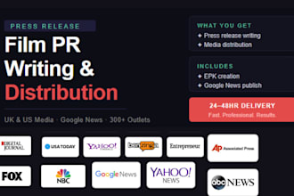 write and distribute film press release for movie promotion and pr distribution