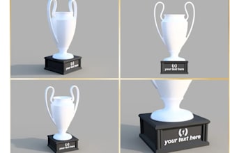 create trophy modeling, pedals award with 3d rendering
