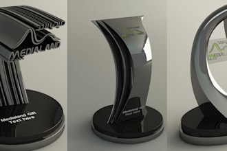 design custom 3d trophies, medals, awards realistic rendering