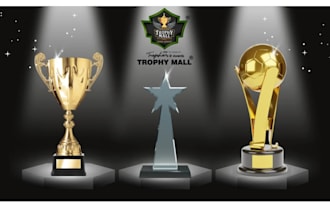 create 3d trophy model, 3d award with 3d rendering