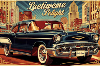 draw vintage and retro illustration style