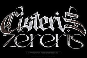 do professional chrome or metal typography logo