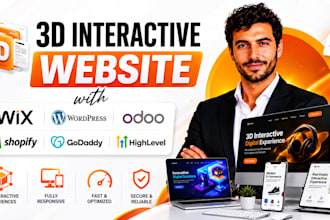 3d interactive website with wix, wordpress,webflow shopify, godaddy, gohighlevel