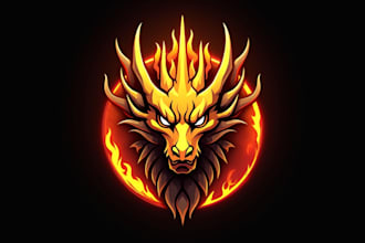 design a powerful fire dragon head logo for your brand