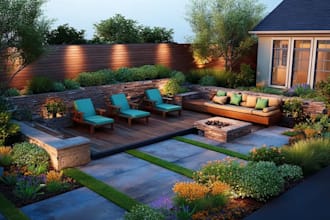design photorealistic backyard landscape and garden