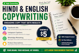 write hindi and english copy for indian brands and ads