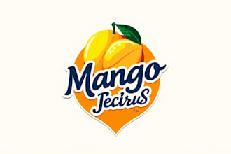 design a fresh mango drink lemonade juice logo for your brand