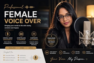 record a professional english female voice over