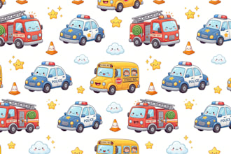 create seamless cartoon vehicle pattern designs