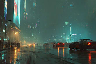 make stunning cyberpunk city illustrations