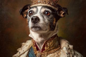 draw custom royal pet portrait dog portrait cat portrait