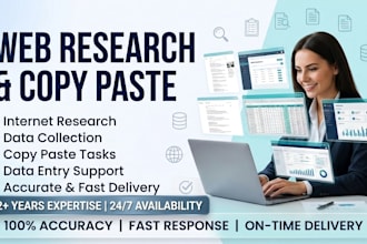 do professional web research, data collection, and copy paste work