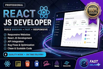 build a responsive react js website, dashboard, or figma to react web app