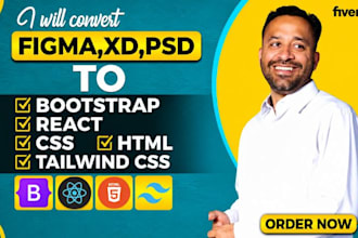 convert figma, PSD, sketch to react website
