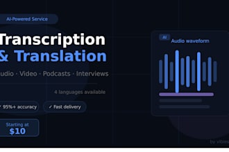 transcribe your audio or video and translate it in 4 languages