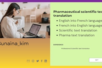 do pharma scientific text from english into french language
