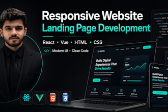 build responsive react website and modern UI landing page