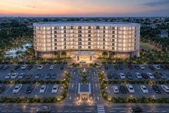 modern exterior design and 3d architectural rendering
