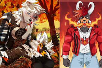 do furry character illustration furry or ych ref sheet nsfw fursona 2d furry art