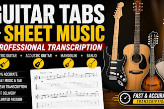 transcribe electric guitar, acoustic guitar, banjo, mandolin string instrument