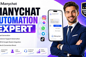 automate customer support for instagram, messenger bot whatsapp with manychat