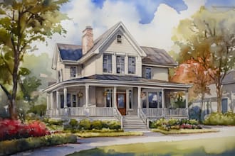 paint watercolor house portrait