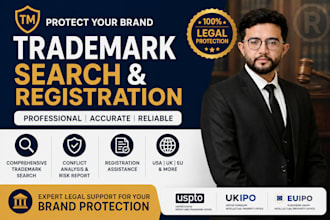 conduct trademark search and assist in trademark registration worldwide