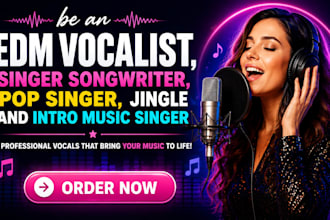 be an edm vocalist, singer songwriter, pop singer, jingle and intro music singe