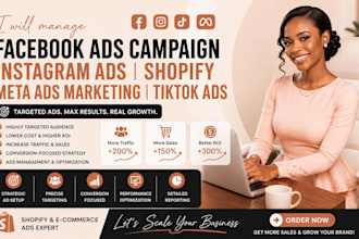 manage facebook ads campaign instagram ads shopify meta ads marketing tiktok ads