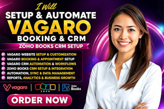 setup vagaro website, vagaro booking and CRM automation zoho books CRM setup