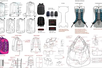 designer bags, handbags,backpacks,tote bag with full tech pack for manufacturers