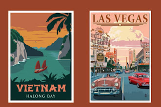 do vintage retro USA travel poster art deco style or souvenir postcard design