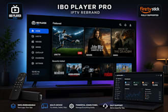 own app name, logo white label app ibo player pro admin panel firestick support
