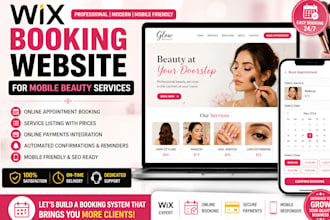 build modern wix booking website for mobile beauty services