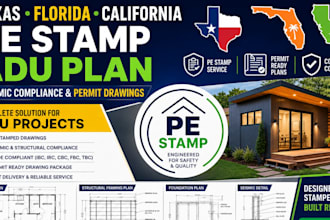 texas florida california pe stamp adu plan seismic compliance permit drawings pe