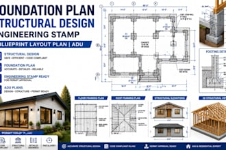 foundation plan structural design engineering stamp blueprint layout plan adu