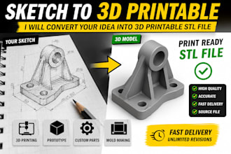 convert your sketch, image or idea into a 3d printable stl file for 3d printing