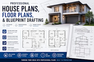 create professional house plans, floor plans, and blueprint drafting