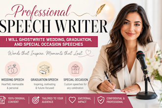 ghostwrite wedding, graduation, and special occasion speeches