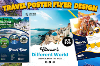 create modern travel flyer poster tourism poster and vacation promo design