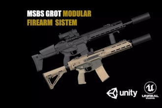 create 3d weapon 3d gun model unity unreal engine 5 game props assets fps rifle